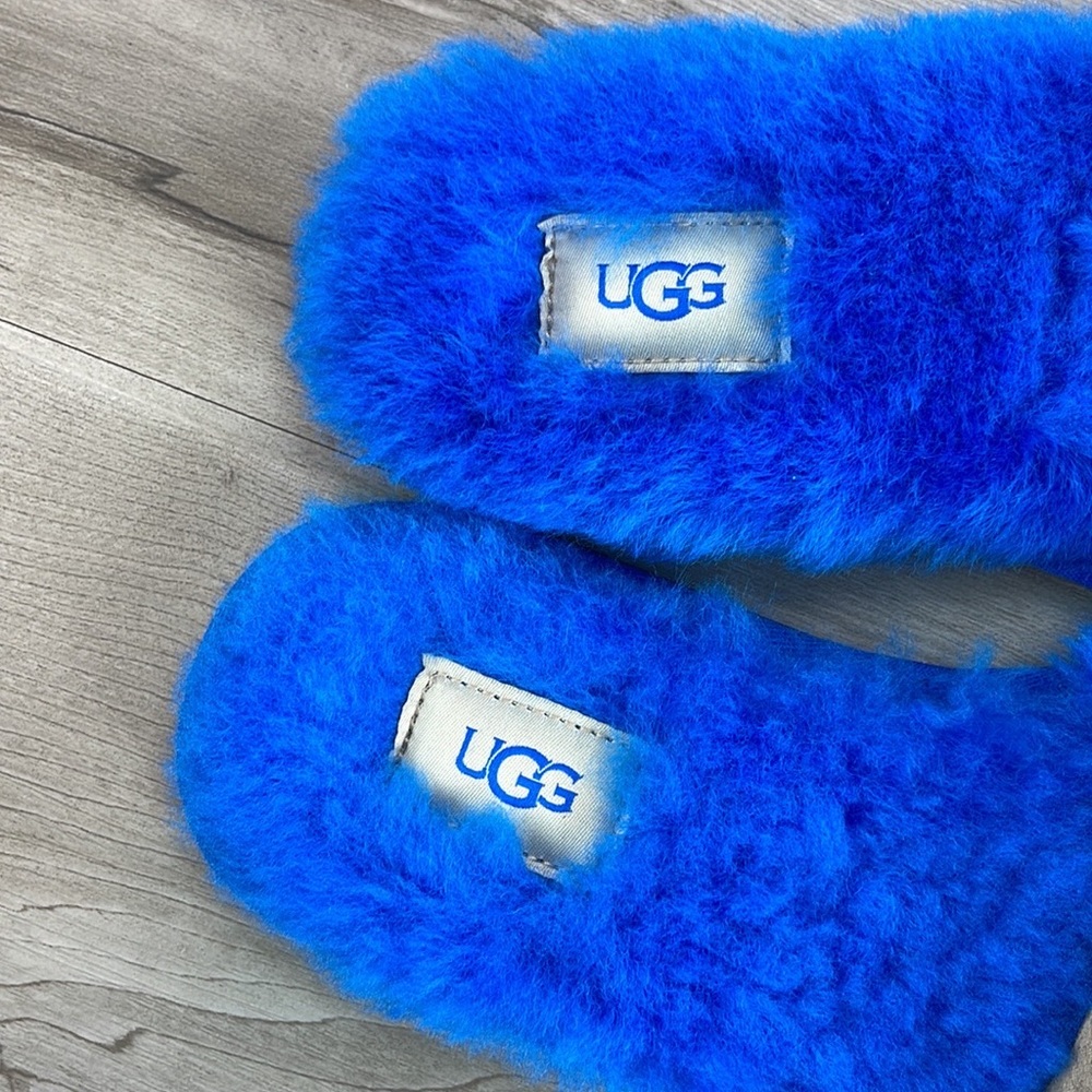 🍁 UGG 🍁 FLUFF SLIDE Il BLUE SLIPPERS - Picture 5 of 9